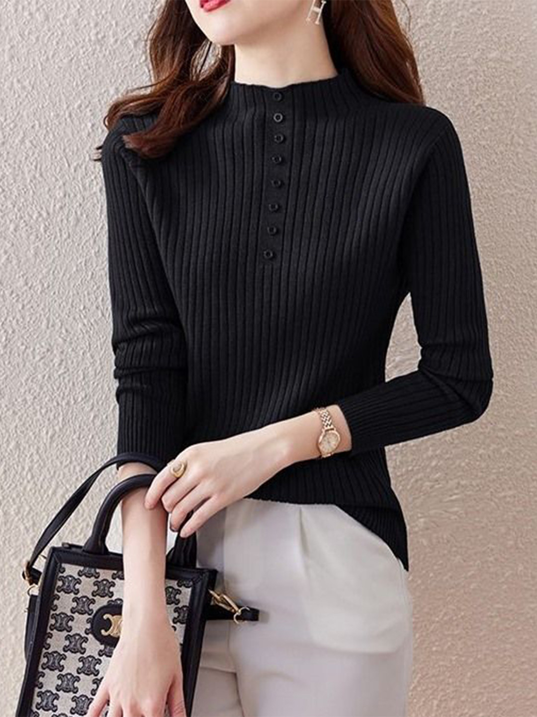 StyleCast Women Ribbed Cashmere Pullover