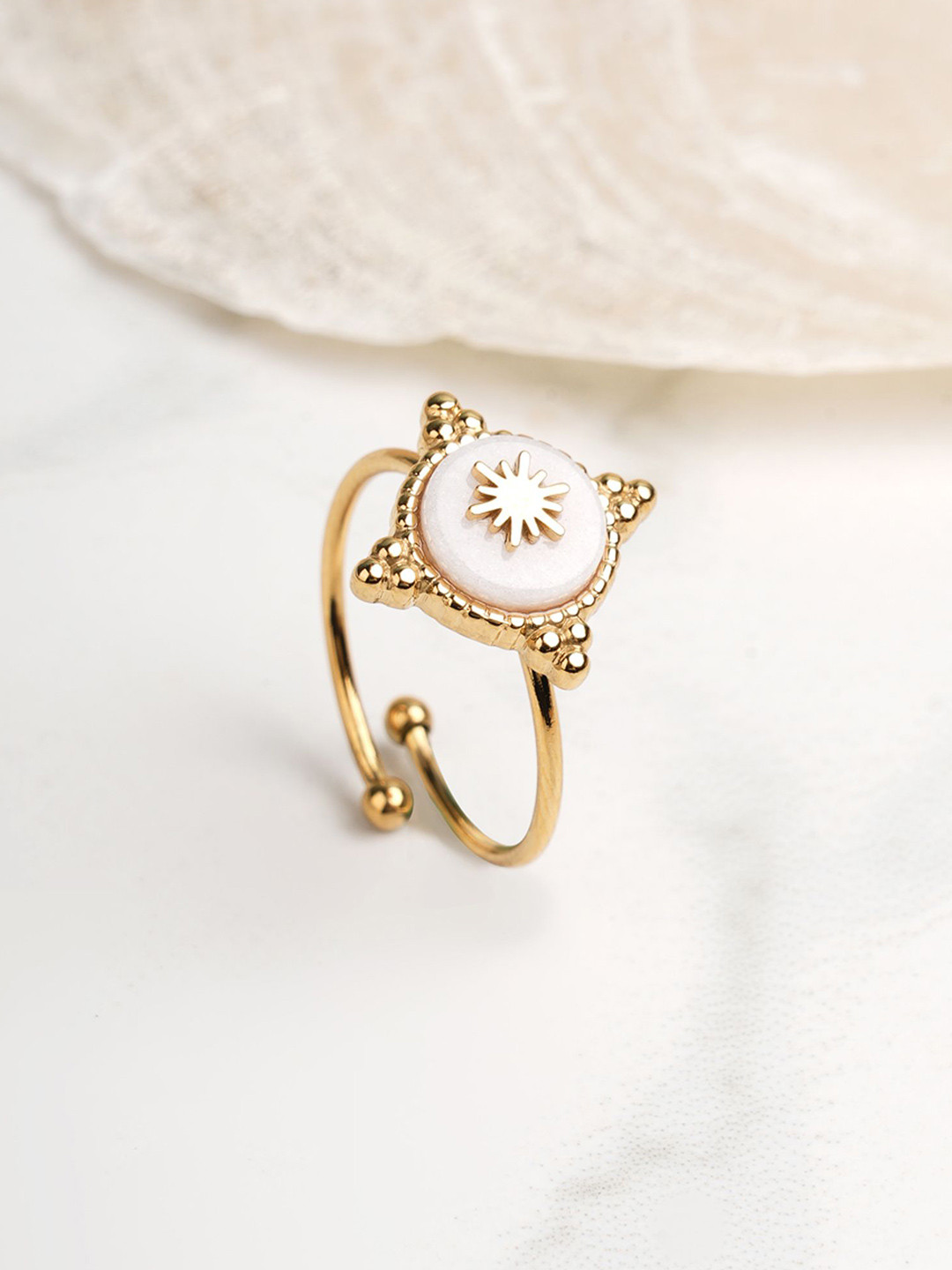 PALMONAS Golden Snowflake Vintage Ring for Womens Waterproof & Anti-Tarnish