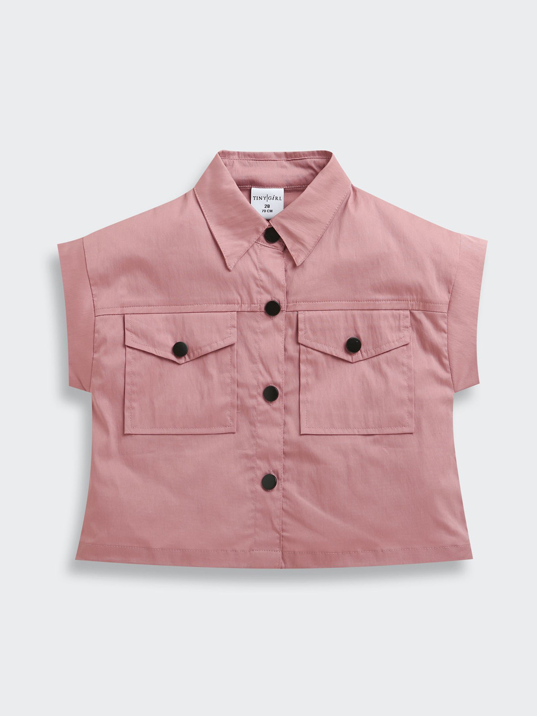 Tiny Girl Extended Sleeves Shirt Style Crop Top