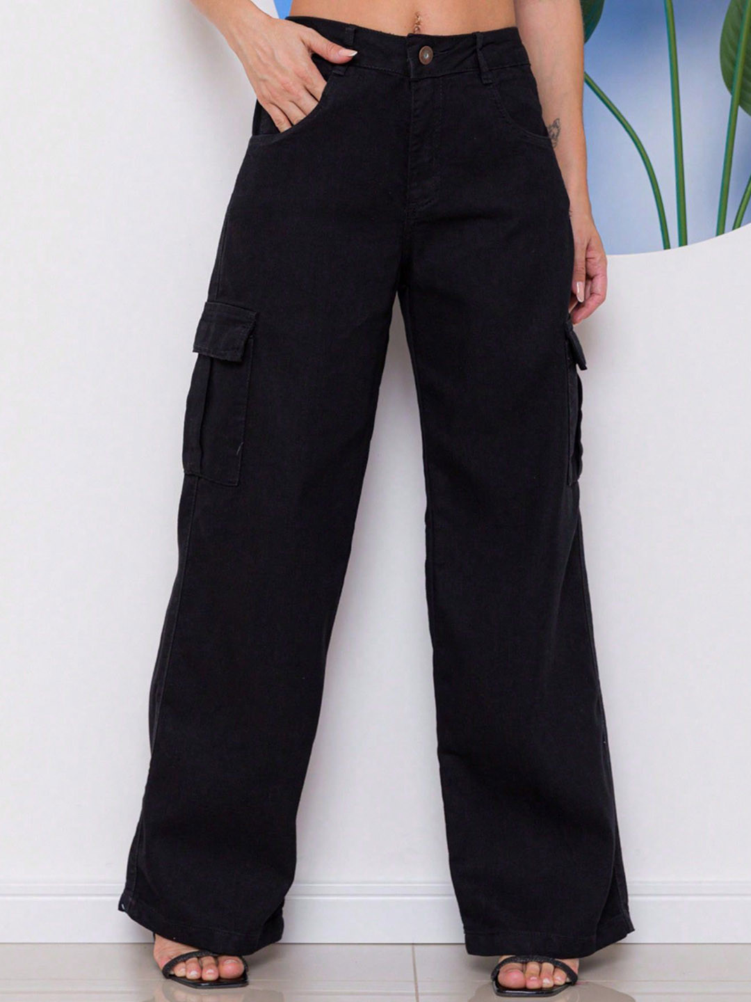 NU CLOTHS Women Jean Regular Fit High-Rise Cargos Jeans