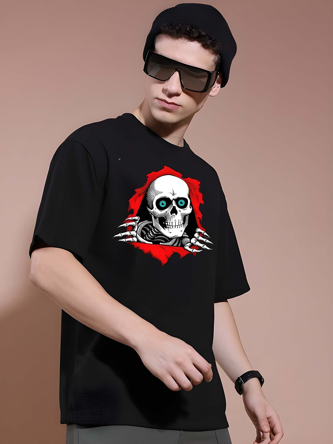 Kaido Men Black Oversized T-shirt & Cargo Co-Ord Set