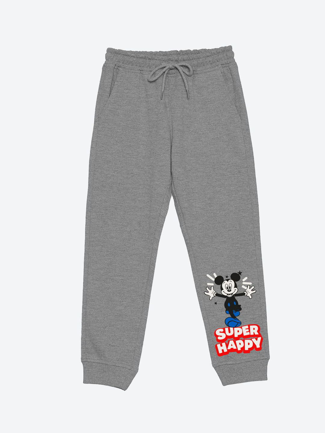 YK Disney Boys Disney Mickey Mouse Character Graphic Printed Mid-Rise Joggers Track Pants