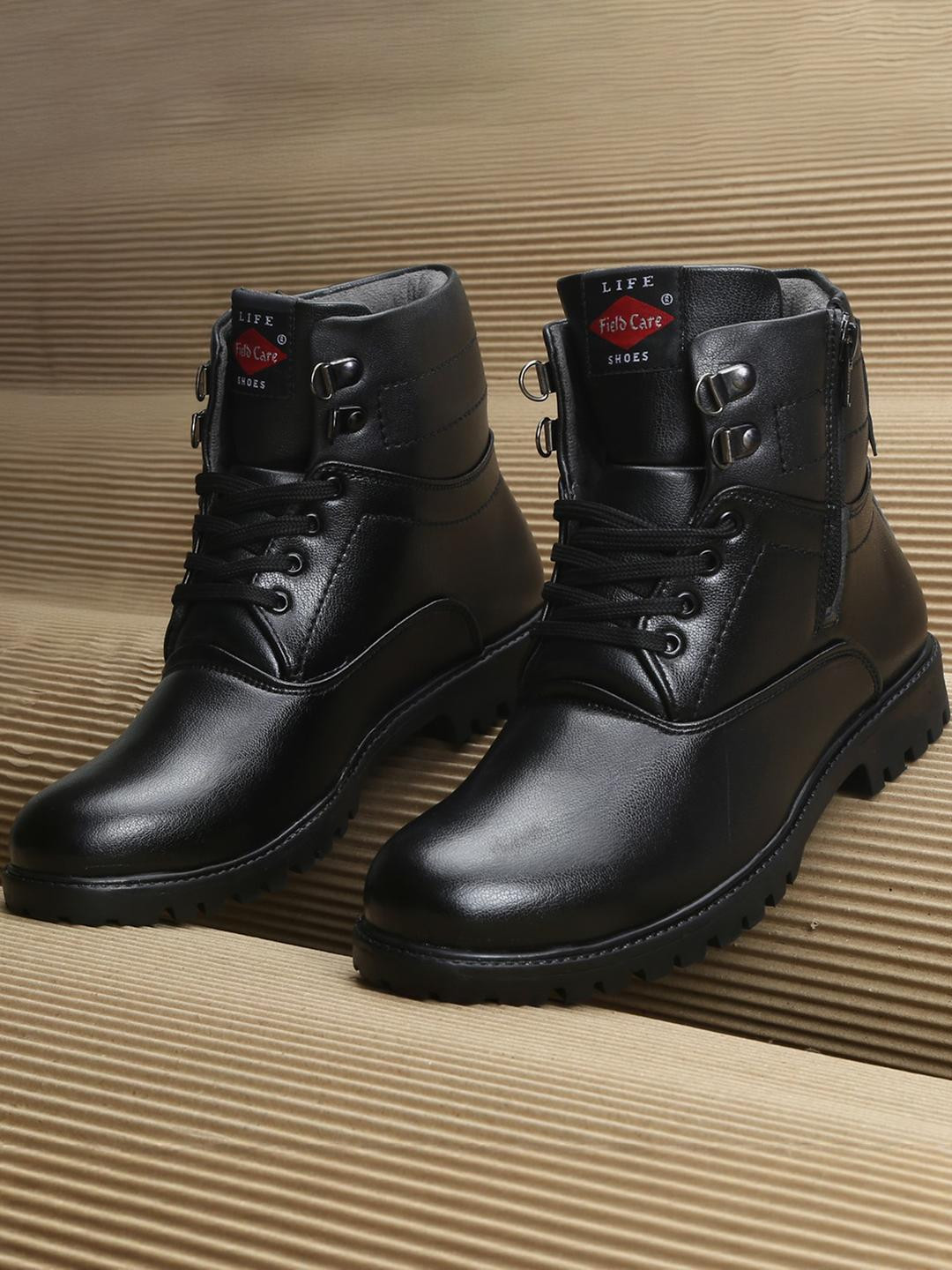 Field Care Men Black Synthetic Leather Casual Shoes