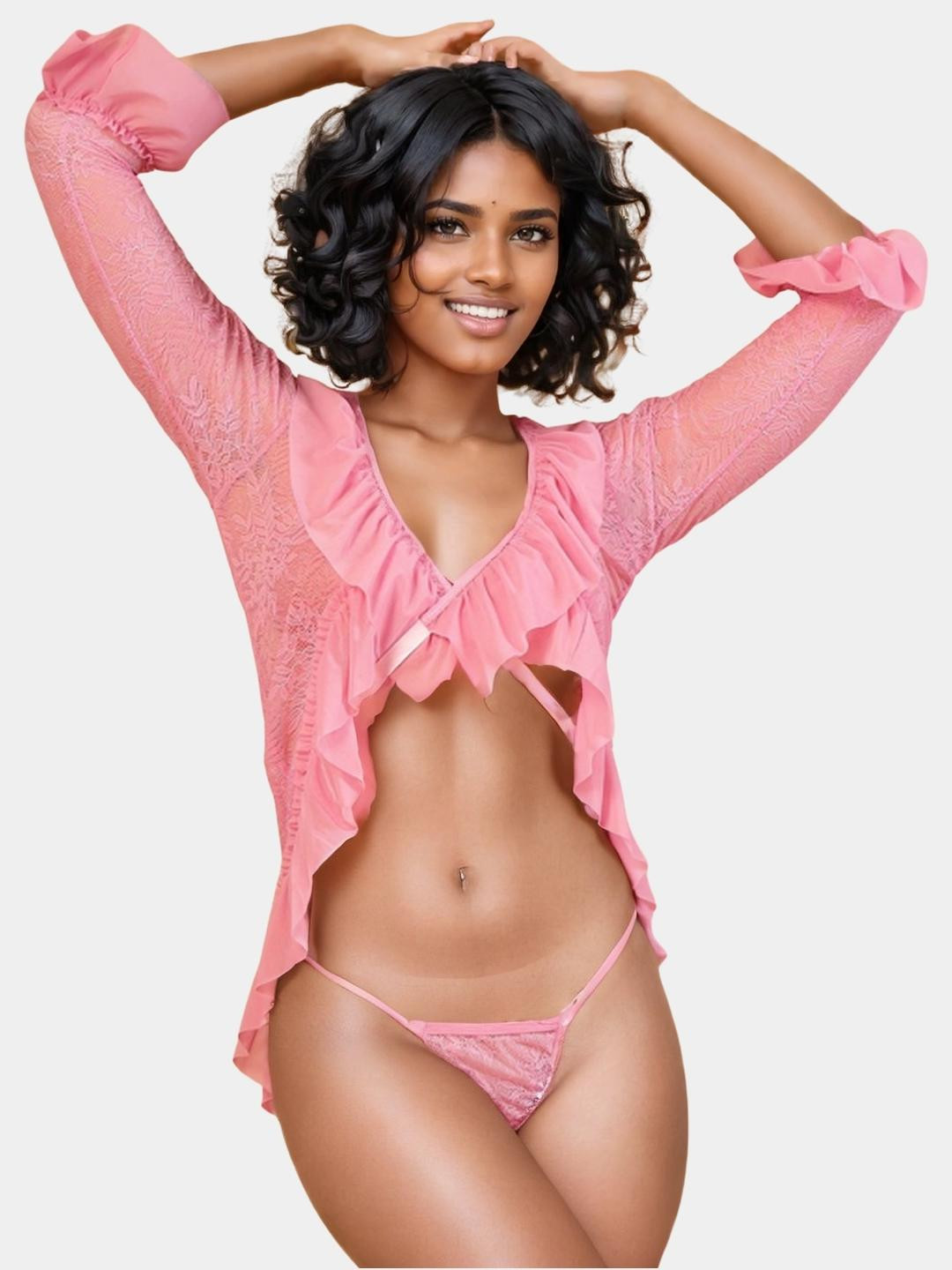 MYZA Women Short Length Baby Doll With Briefs