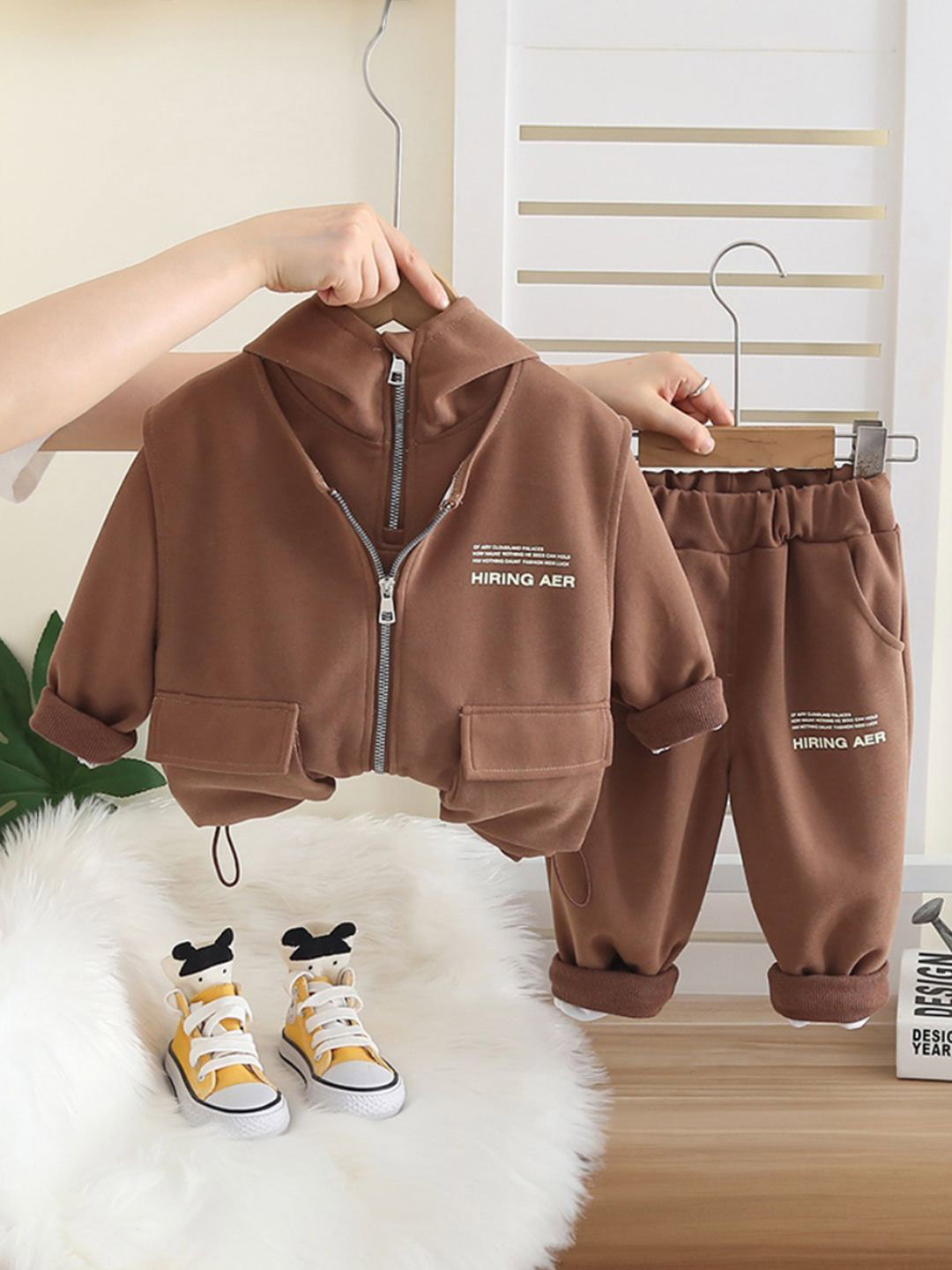 INCLUD Boys Printed Hooded Sweatshirt With Joggers And Jacket