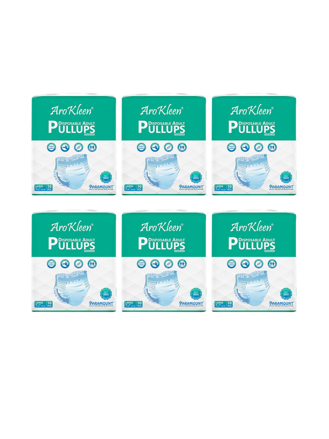 Arokleen Set Of 6 Disposable Pull Ups Adult Diapers - L- 10 Pcs Each