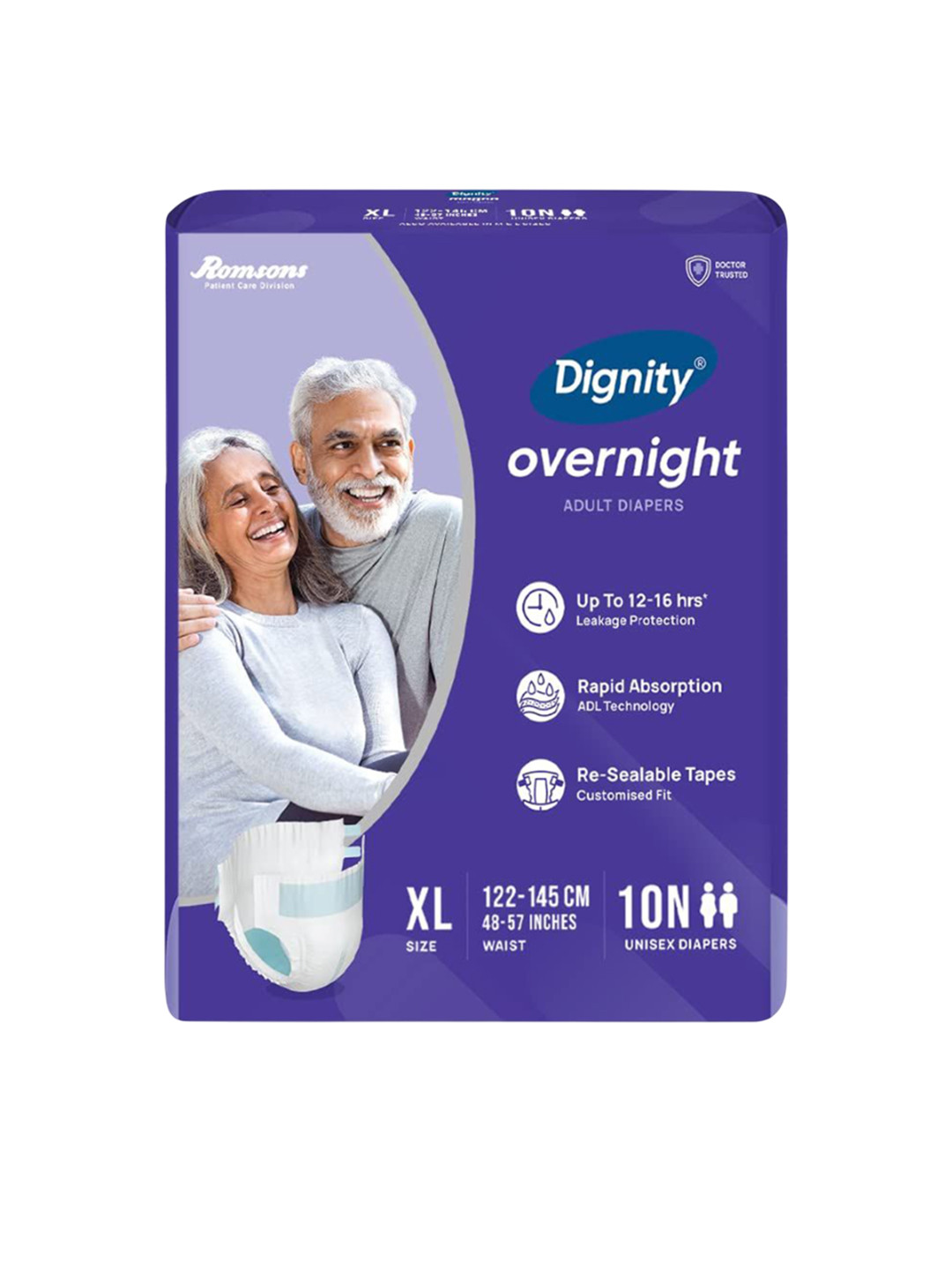 Dignity Overnight Tape Style Adult Diapers - XL - 10Pcs