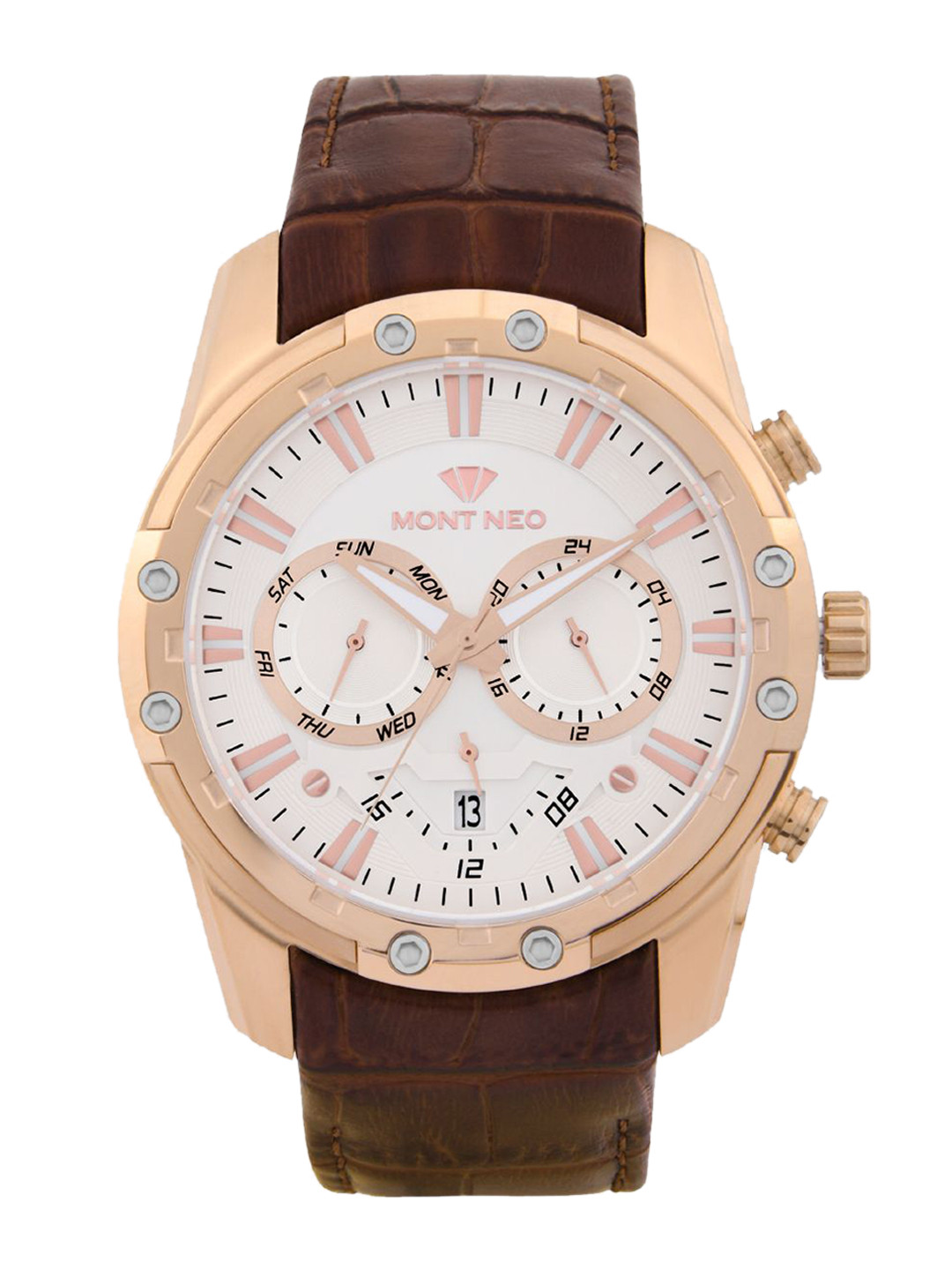 MONT NEO Men Dial & Leather Bracelet Style Straps Analogue Watch 1053M-L3303