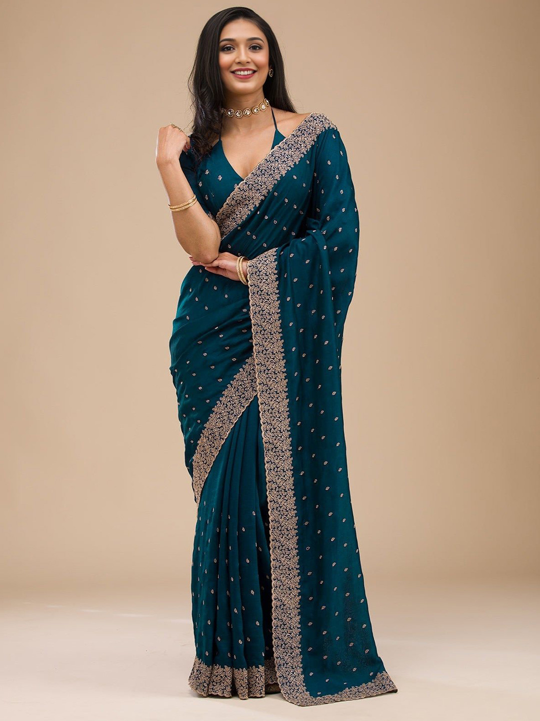 MADHUR HAND WORK ART Embellished Embroidered Zari Saree