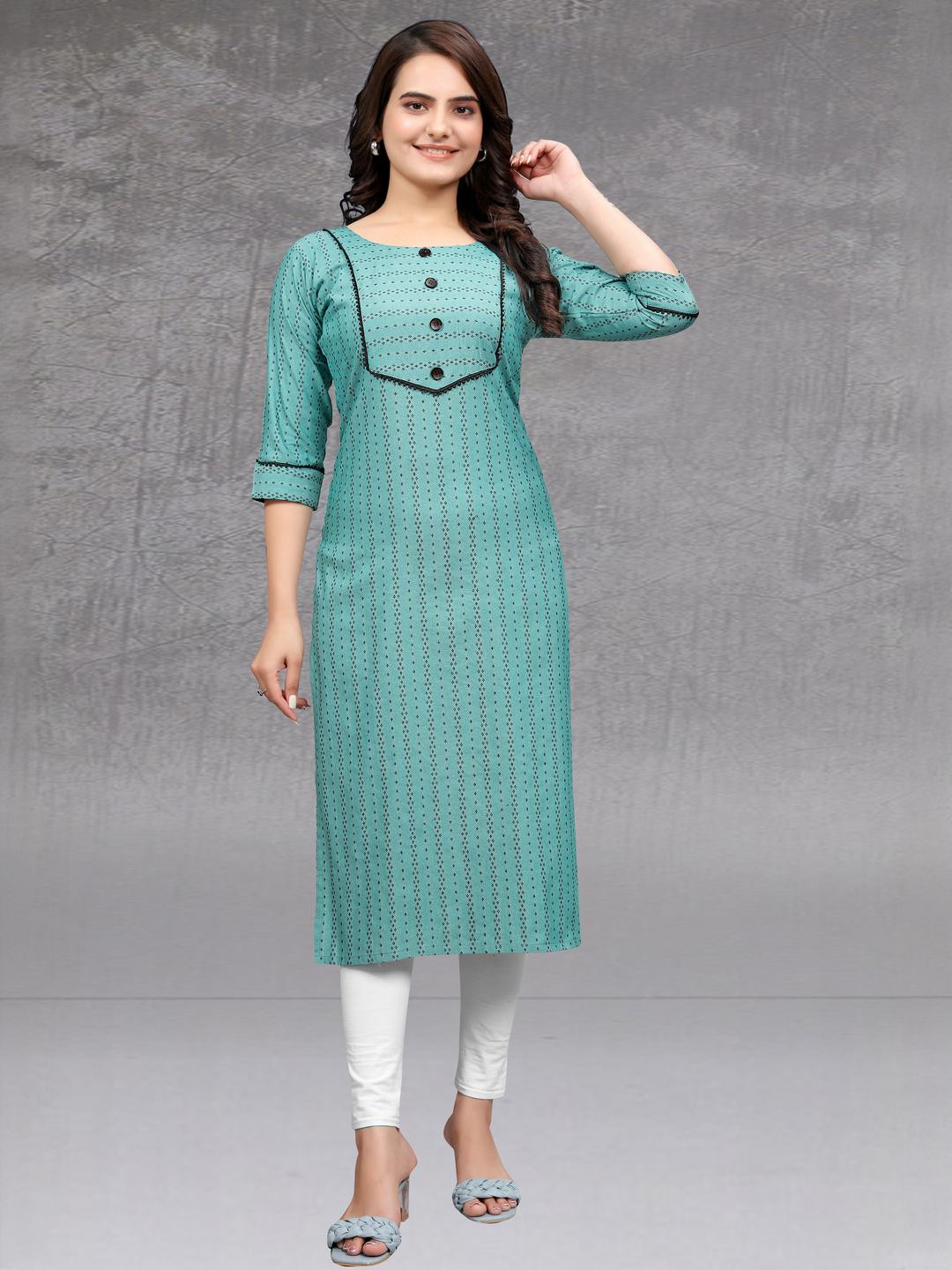 MANTRA DESIGNER Women  Turquoise Blue Viscose Rayon Kurtas