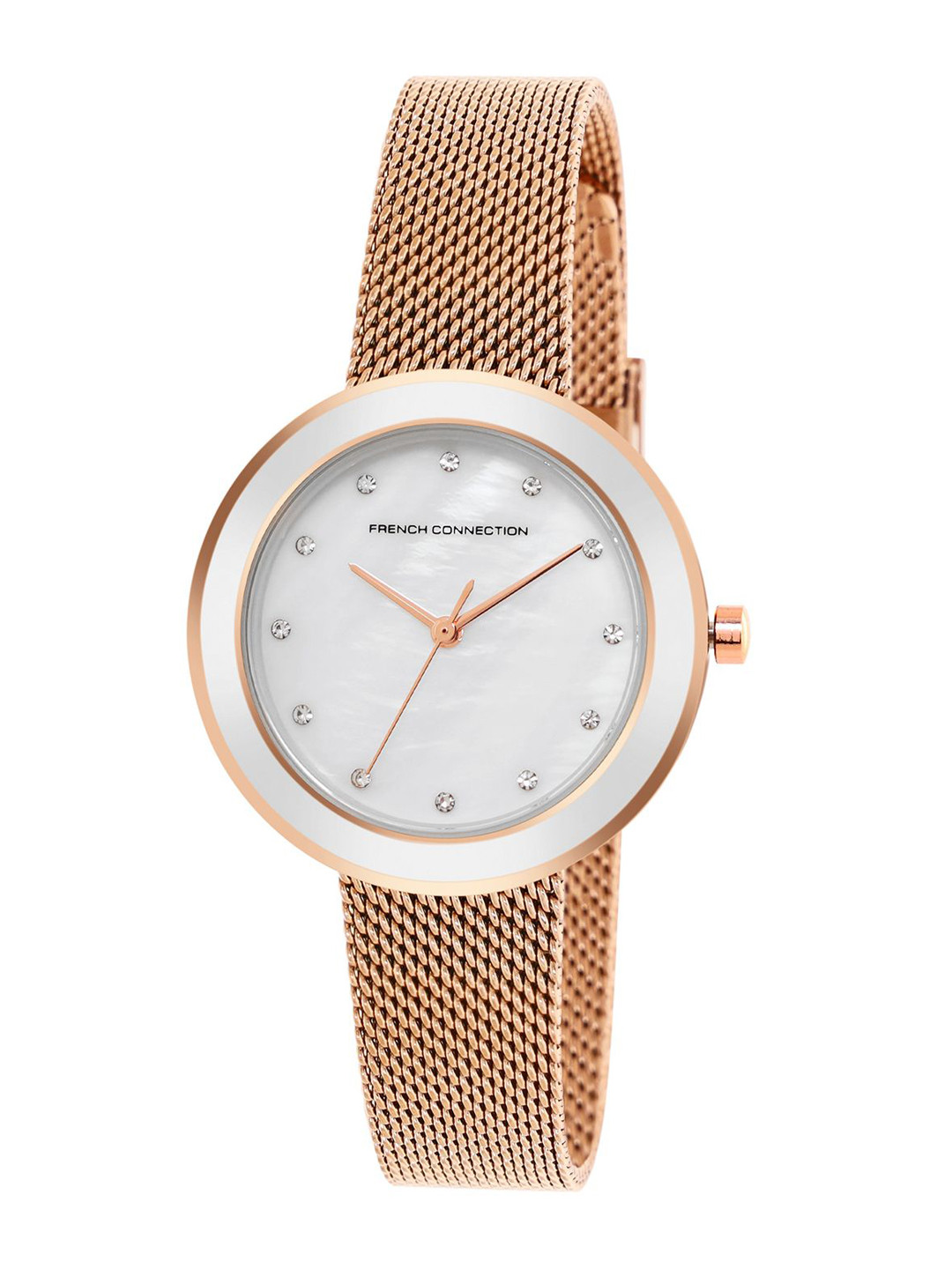 French Connection Women Embellished Dial & Bracelet Style Straps Analogue Watch FCMX2SRGM