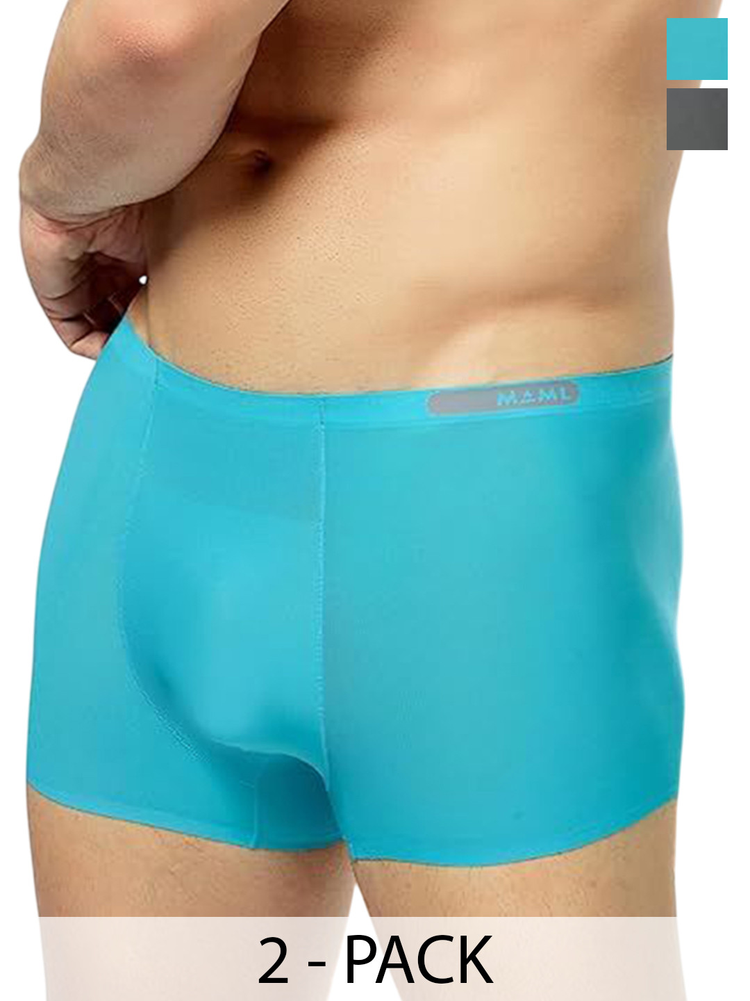 MAML Men Pack Of 2 Trunks UC-102-charcoal Sky Blue-PACK OF 2-M-Charcoal And Sky Blue