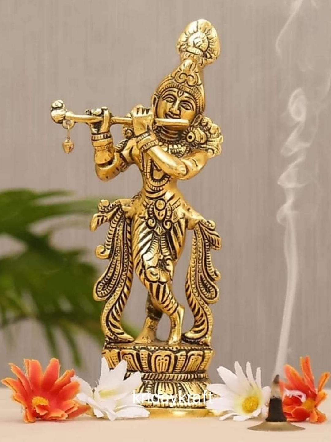 Shakuntla Vintage Gold Plated Lord Krishna Idol