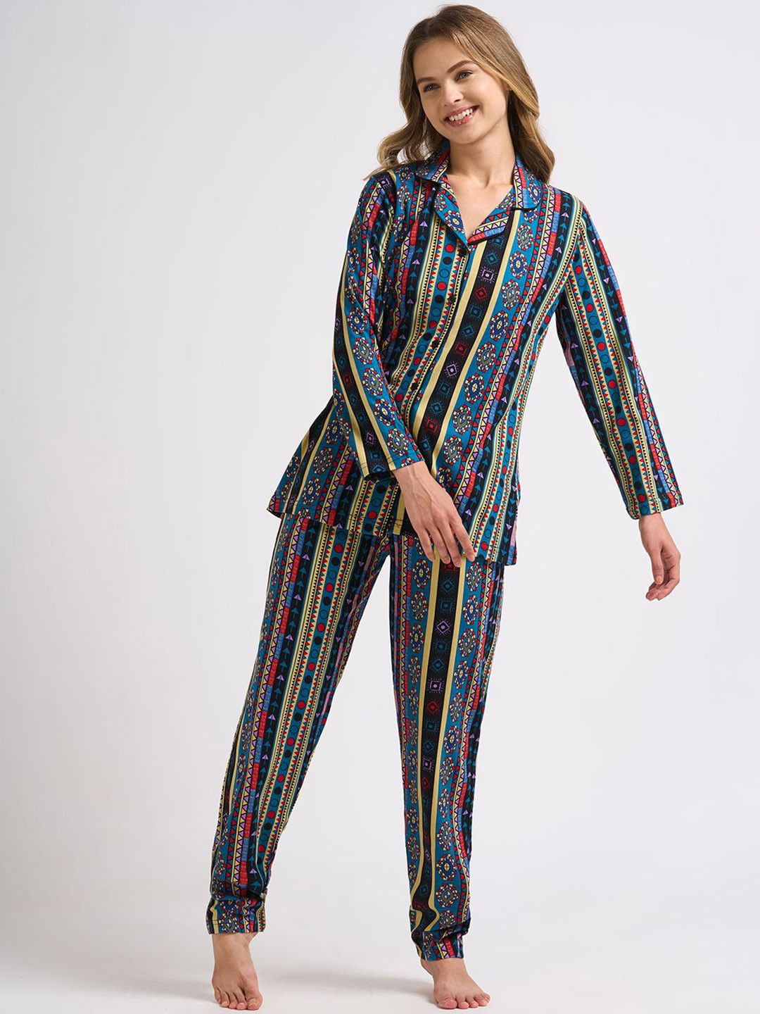 Juliana Dream Women Geometric Printed Pure Cotton Night suit