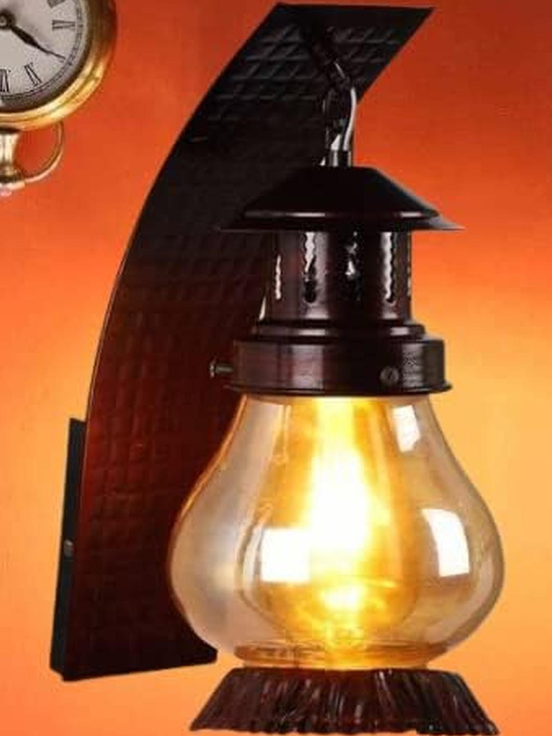 SWIATLO Brown & Transparent Metal Quirky Wall Lamp With LED Bulb
