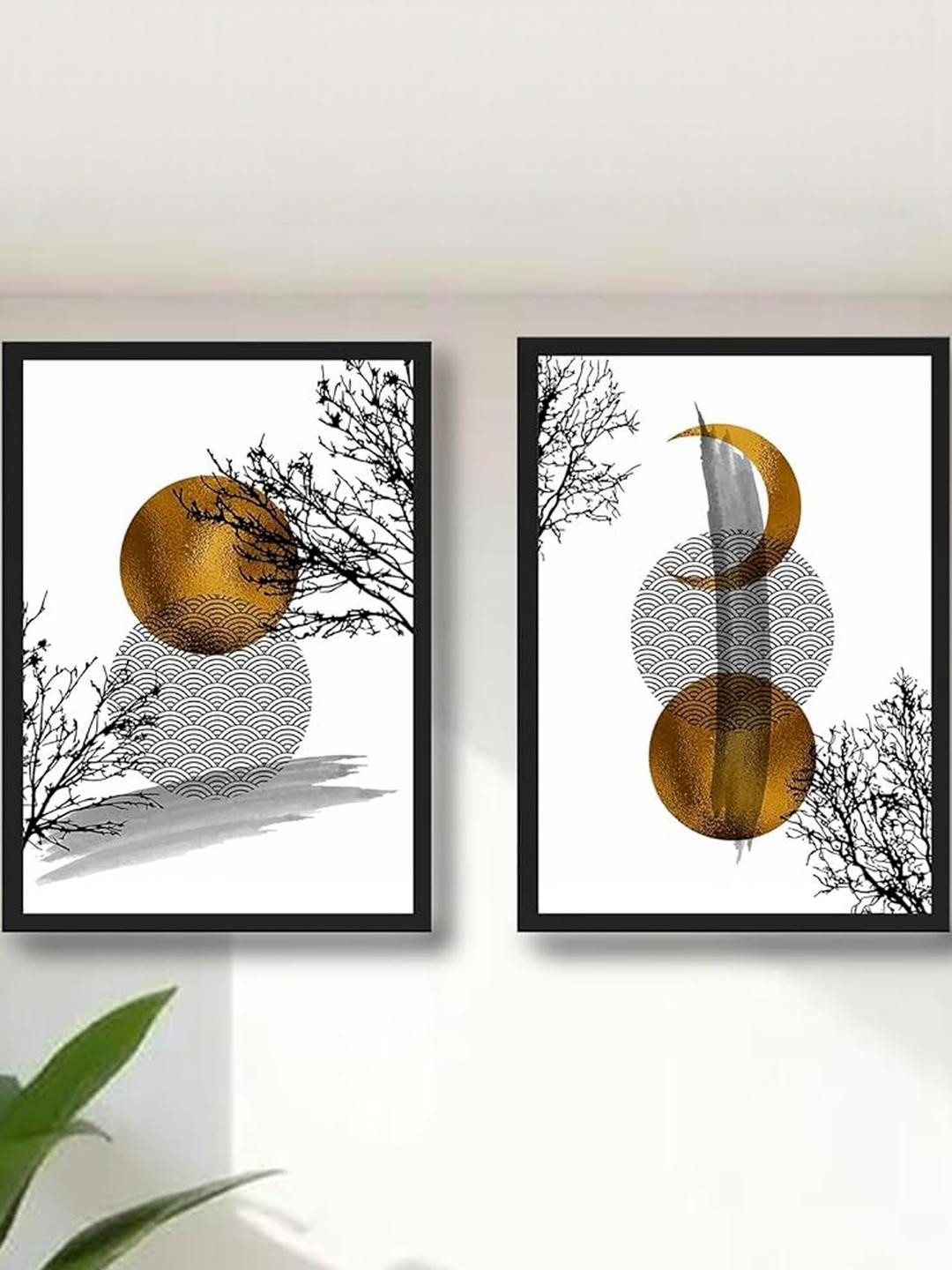 TAGVE Black Set of 2 Laminated Leaf Wall Art