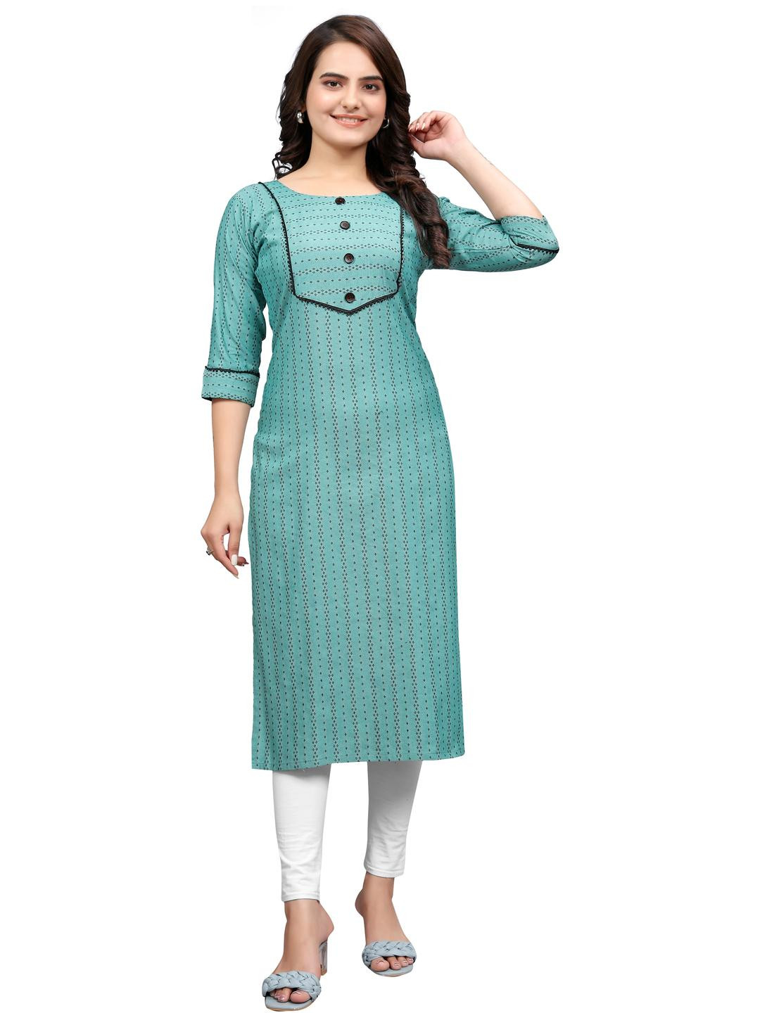 MANTRA DESIGNER Women  Turquoise Blue Linen Kurtas