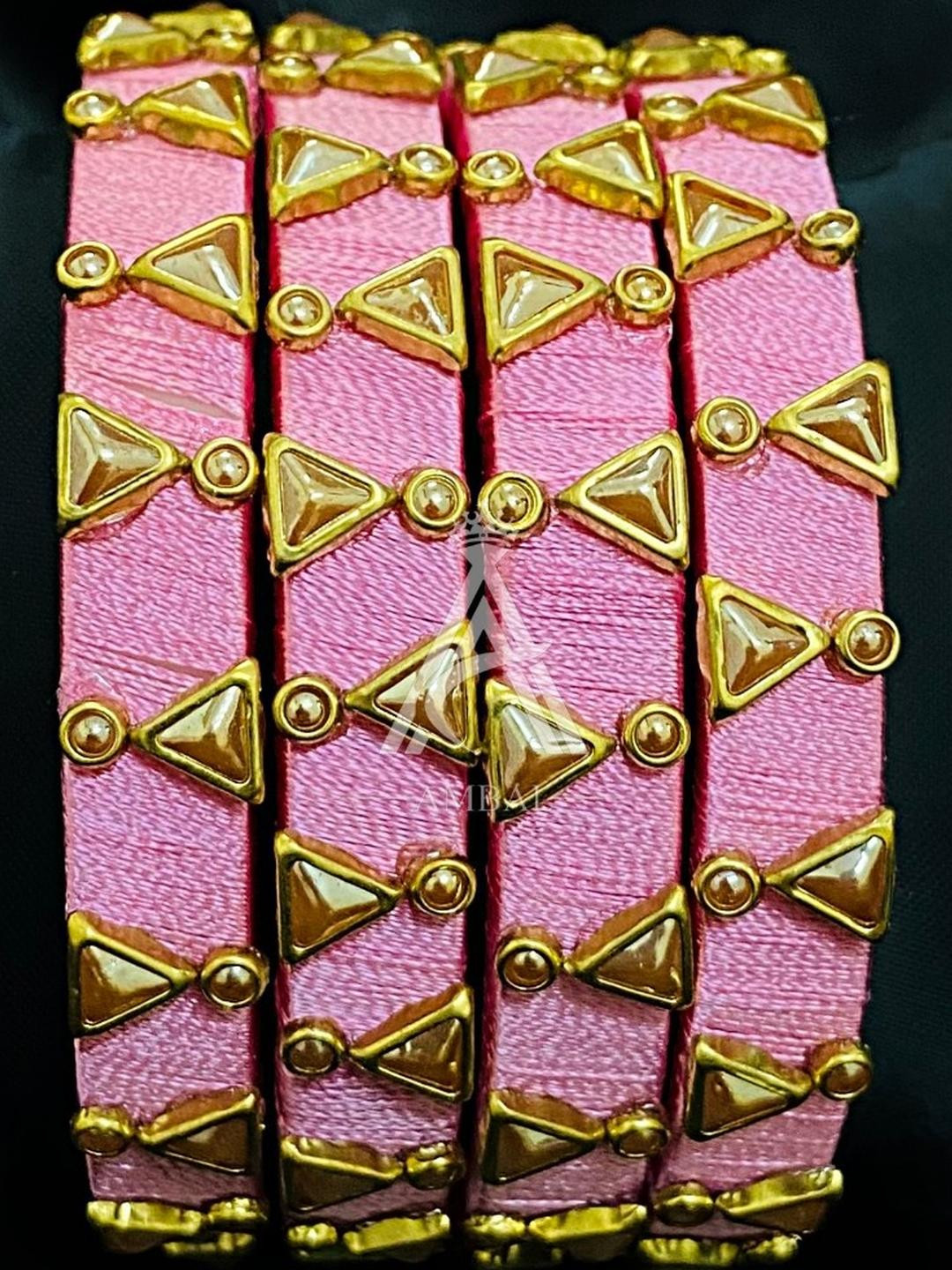 Ambal   Pink Brass Bangles