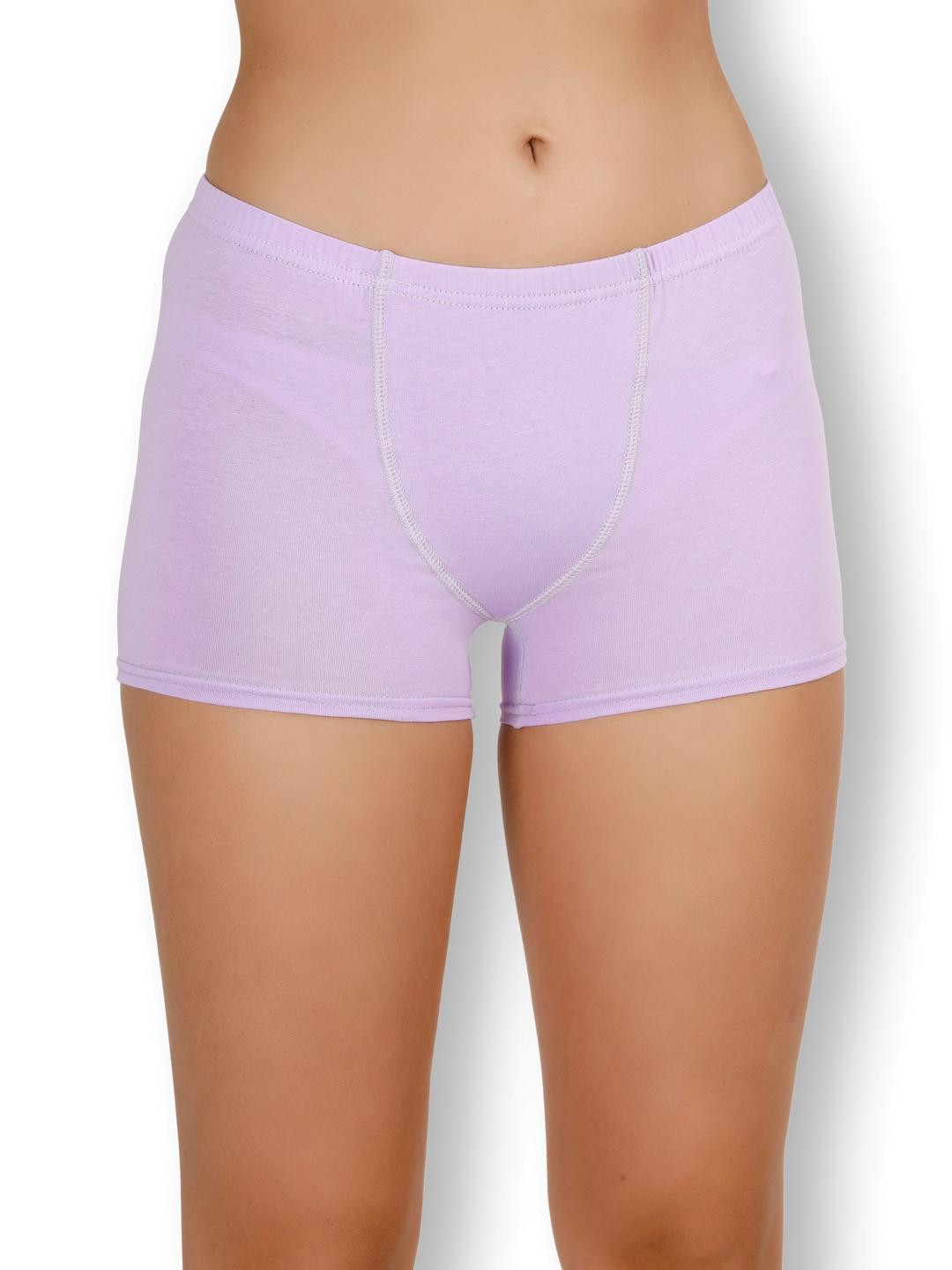 SELFCARE Women Lavender Lycra Solid Mid Rise Boy Short Panty