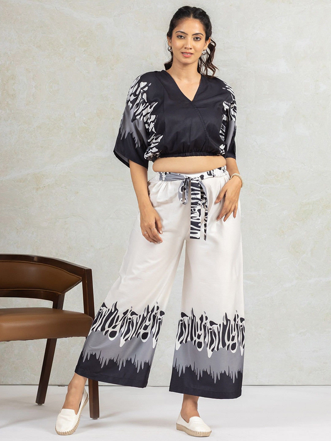 Amarasha Abstract Printed V-Neck Co-ord Set