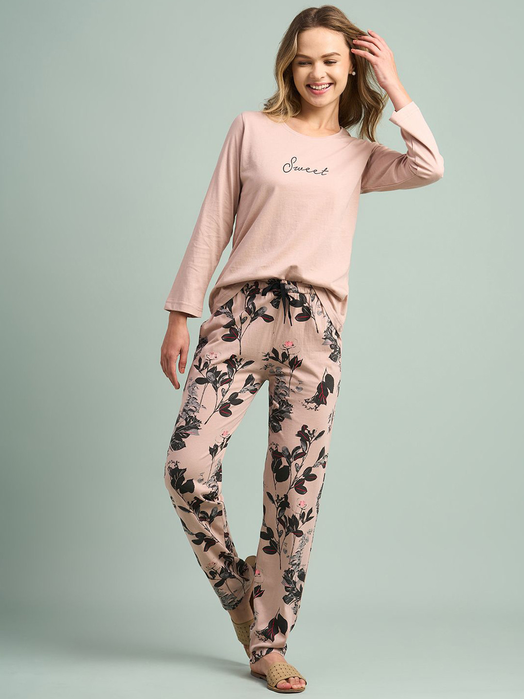Juliana Dream Women Floral Printed Pure Cotton T-shirt & Pyjamas Night suit