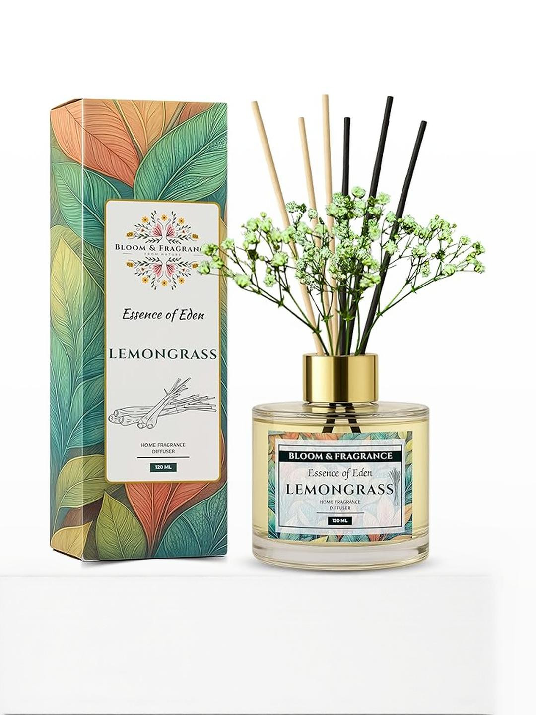 Bloom & Fragrance Lemongrass Reed Diffuser120ml Free 6 Fiber Reed Sticks