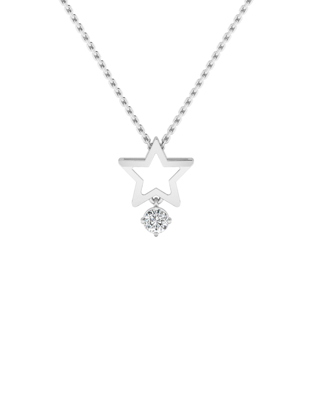 SHINE ETERNAL 18 Kt White Gold Lab Grown Diamond Cosmic Drop Pendant-1.083g