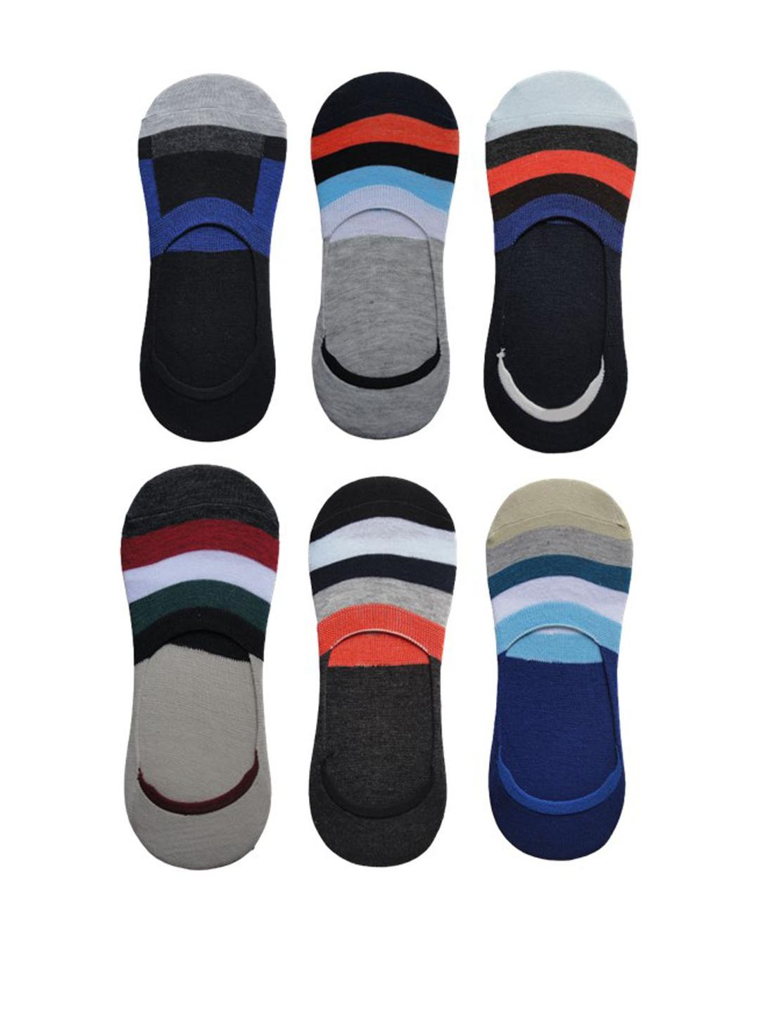VOICI Pack of 6 Multi Colored Striped Low Cut No Show Socks
