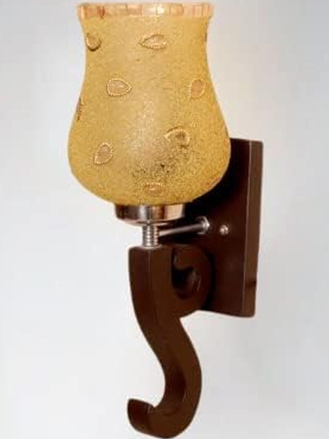 SWIATLO Brown & Beige Textured Wood Cylinder Shaped Wall Lamp With Bulb