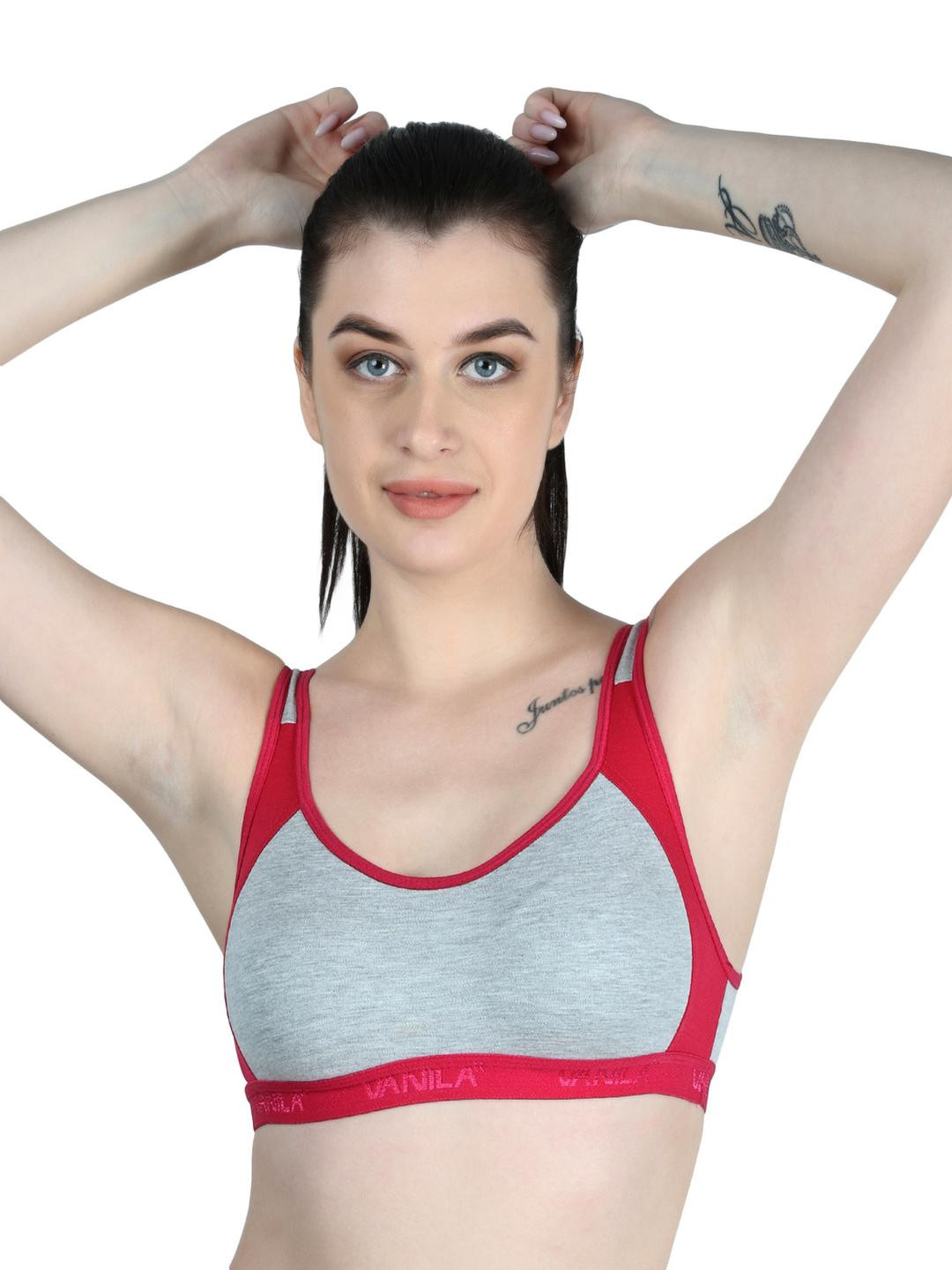 VANILA Colourblocked Sports Bra Full Coverage