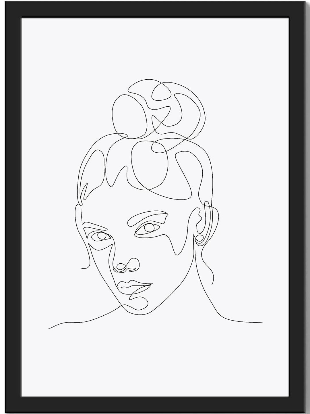 TAGVE Black And White Women Head Line Art Wall Paintings