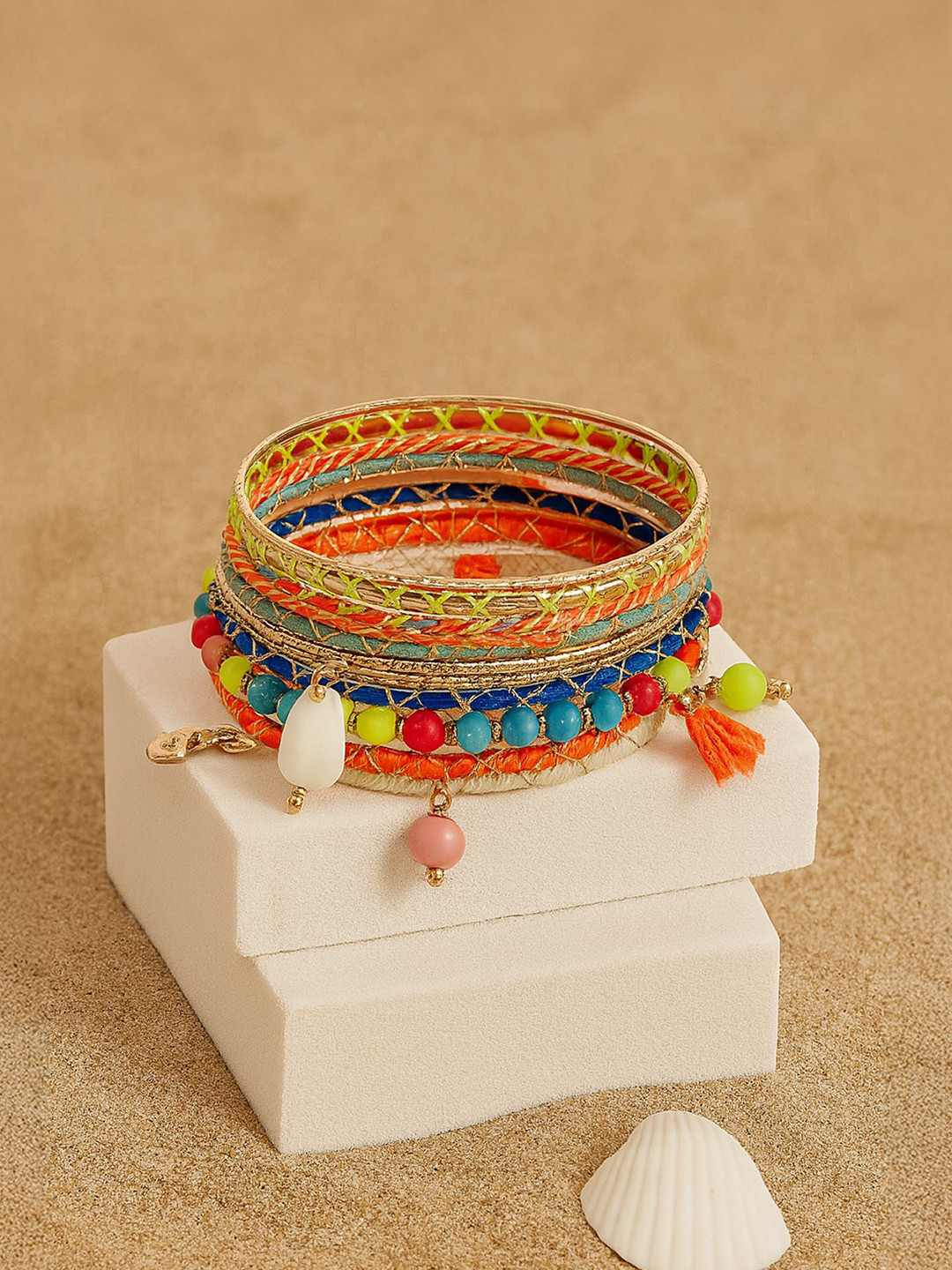 Accessorize Set Of 9 Artificial Beaded Bangle-Style Bracelets