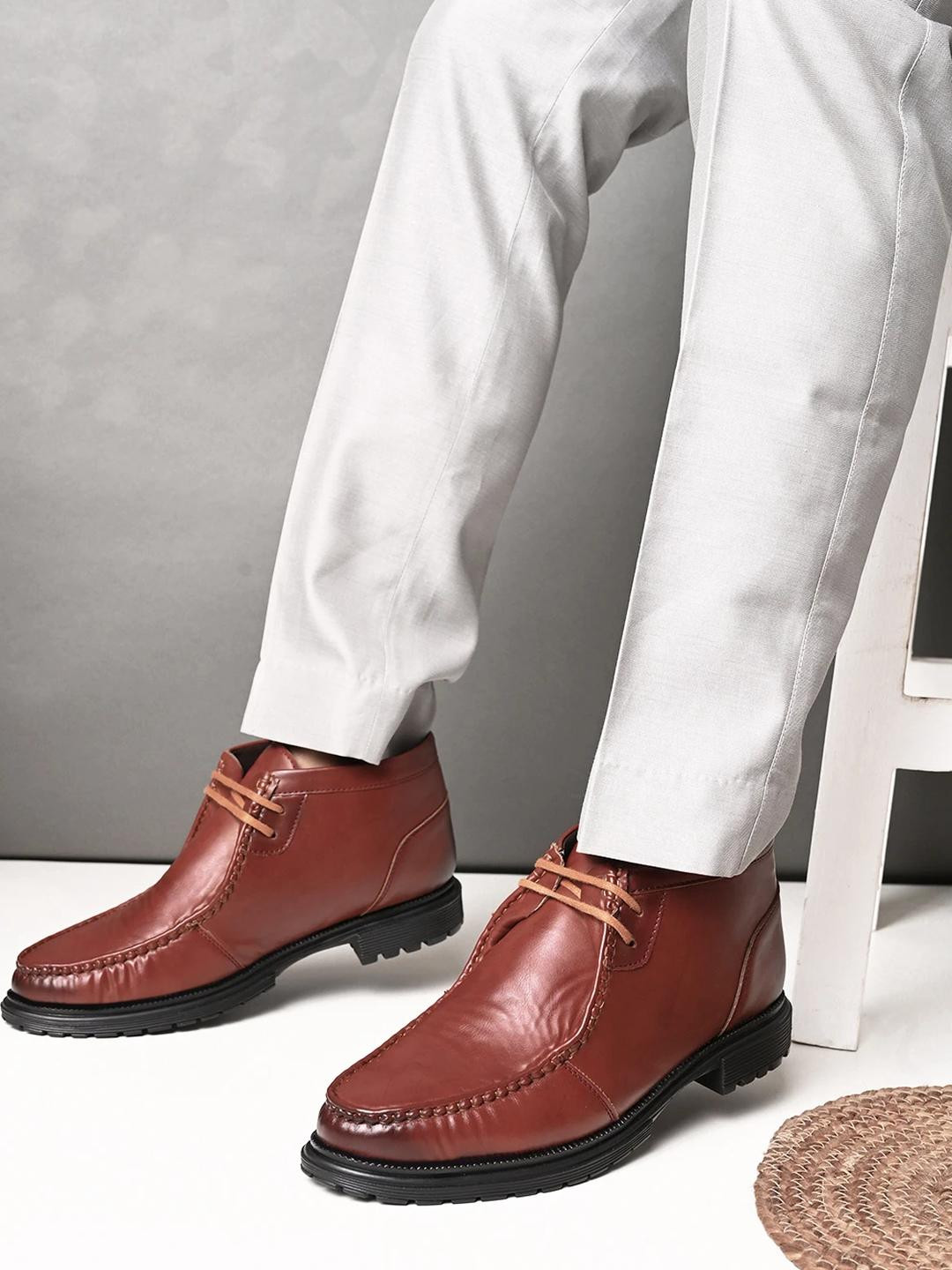 REAL BLISS FOOTWEAR Men Brown Synthetic Leather Boots