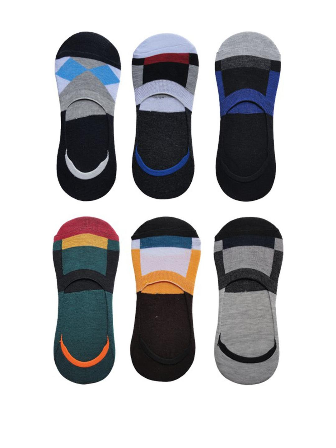 VOICI Multi-Color Pack of 6 Striped No-Show Loafer Socks