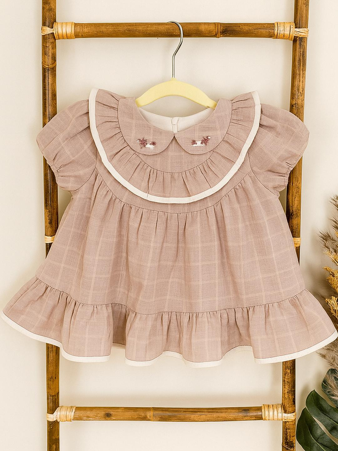 BABY TWINKLES Girls Mauve Cotton Dresses