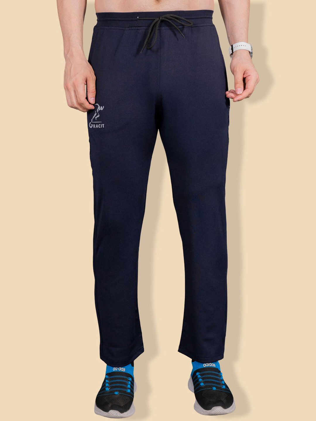 Jinfo Men Straight fit Cotton Cross Pocket Mid Rise Track Pants