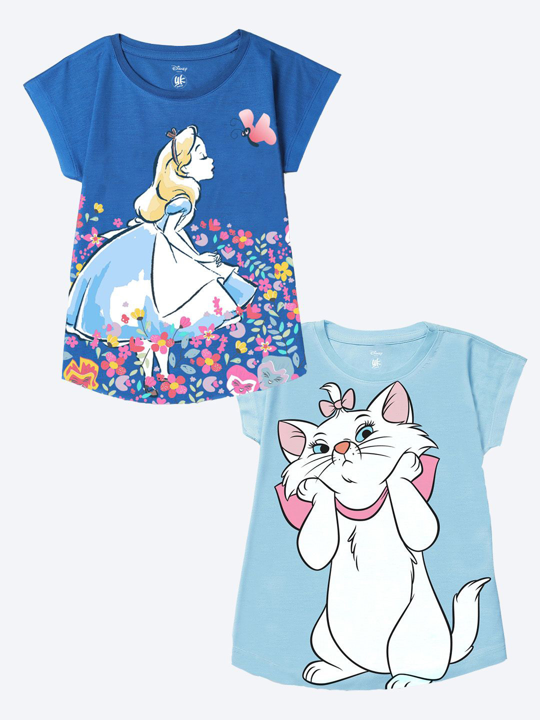 YK Disney Girls Graphic Print Pack Of 2 Print Top