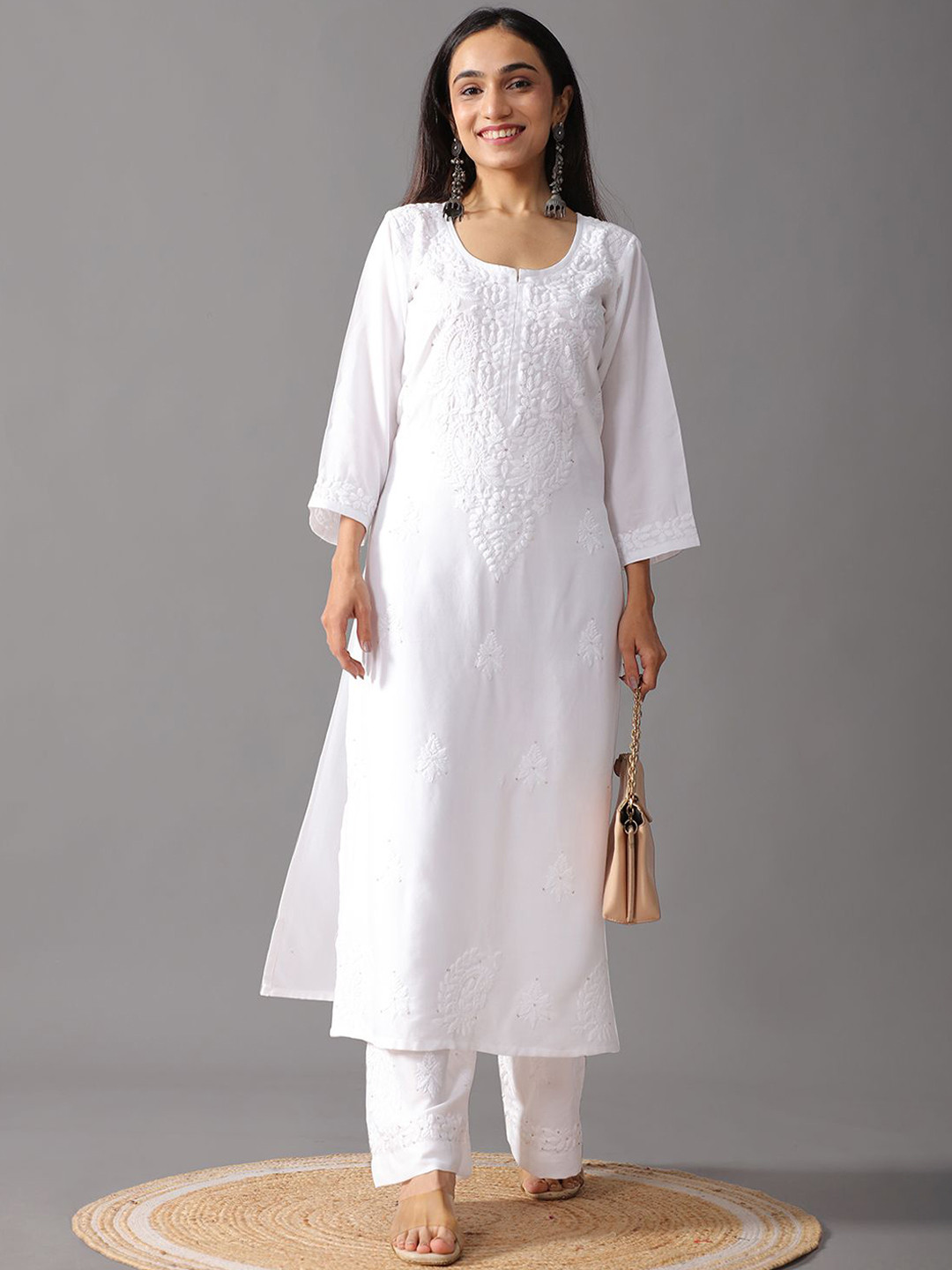 colorkosh Women Woven Design Kurta with Trousers