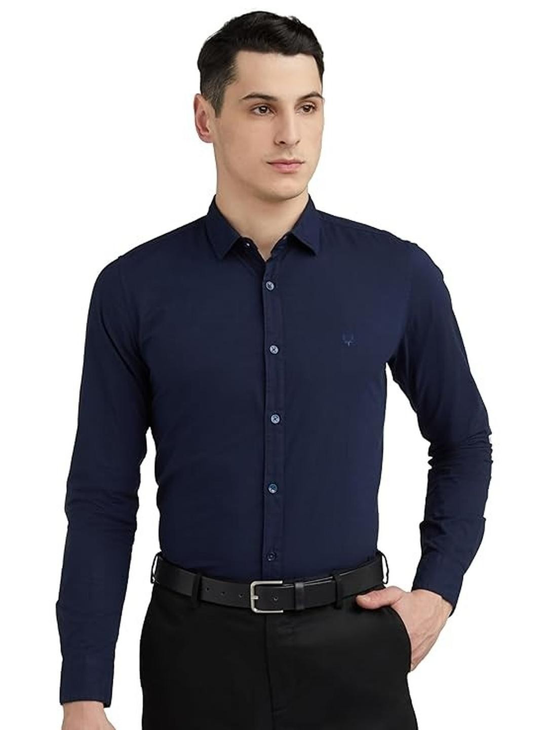 ISUEL FAB Men Navy Blue Cotton Shirts