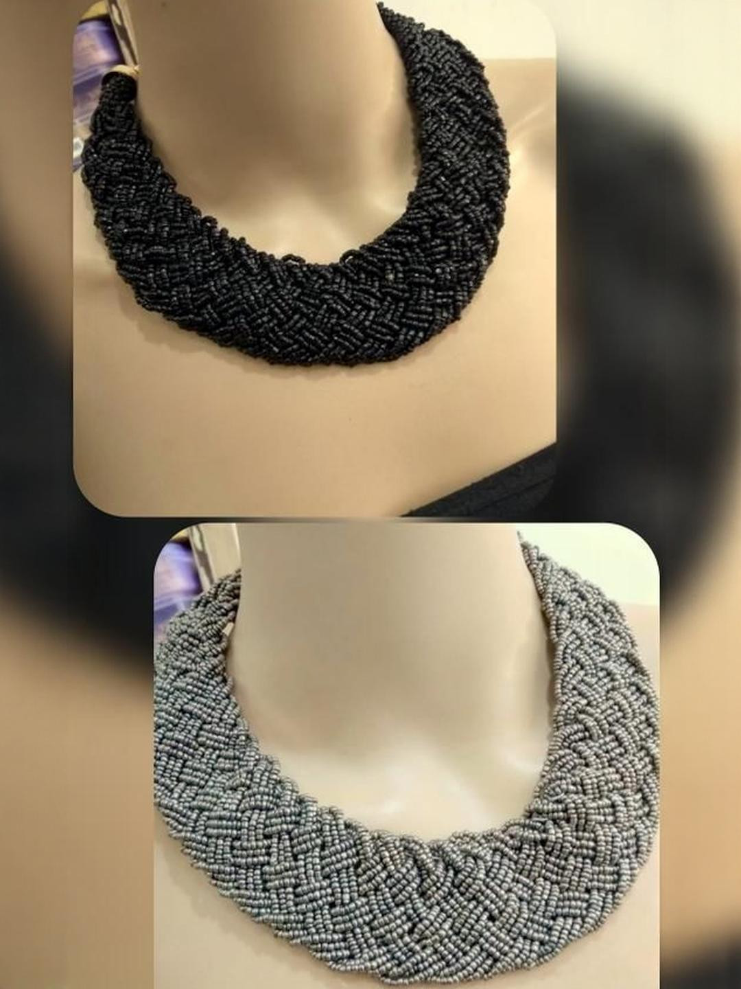 Grace Collections Beads Pack of 2 Boho Choker Necklace Woman Ethnic Fashion Jewelry