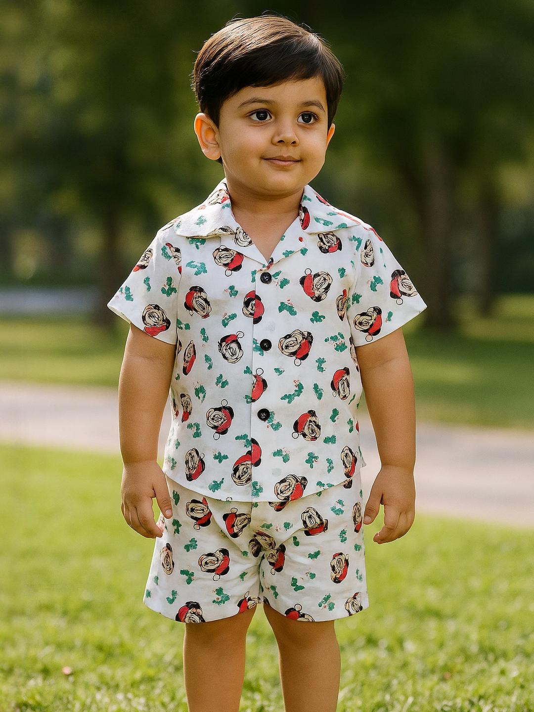 IRSIA Boys Cotton Blend Printed Shirt & Shorts