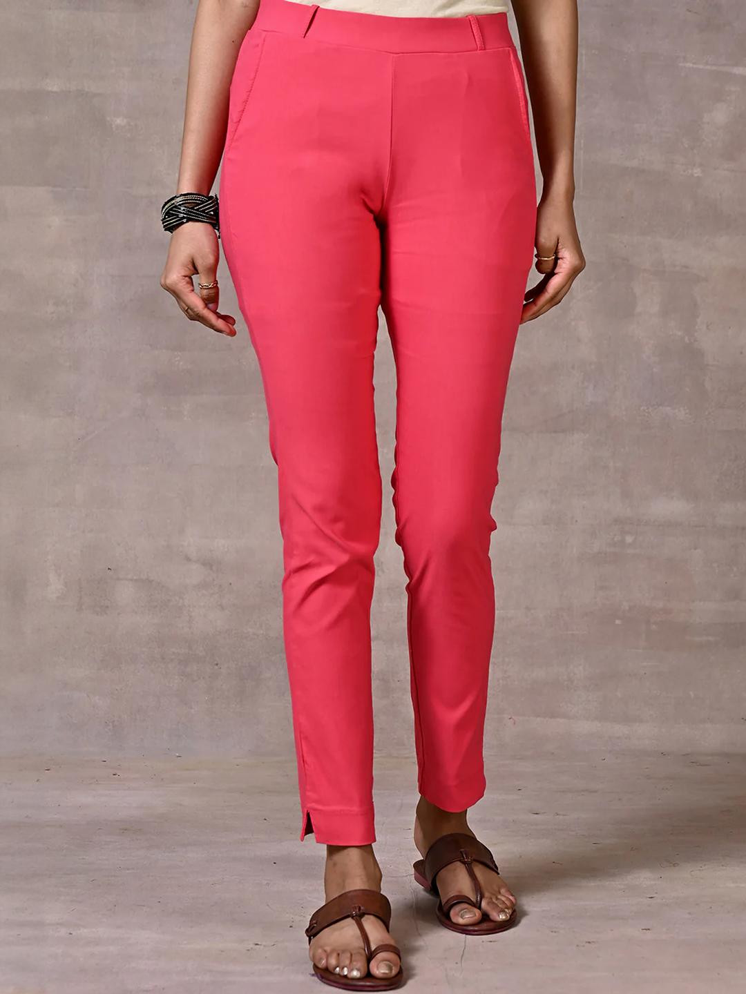 Lakshita Skin-Fit Pink Jeggings for Women