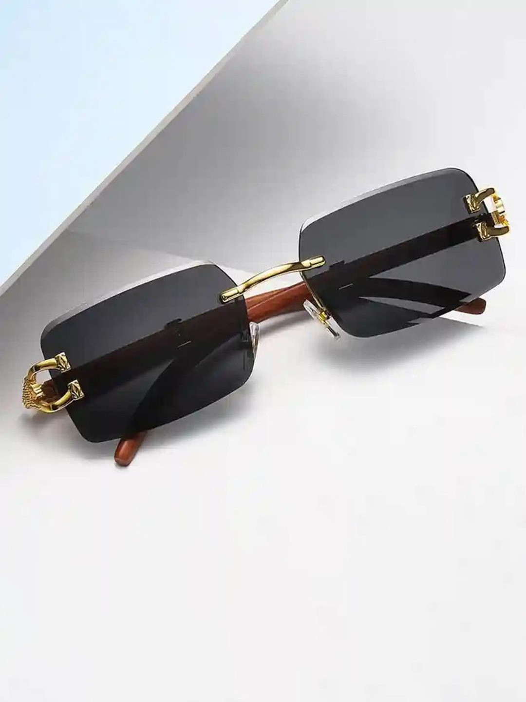 HAYDEN haiza Men Rectangle Sunglasses with Polarised Lens Sunglasses Wood cherry