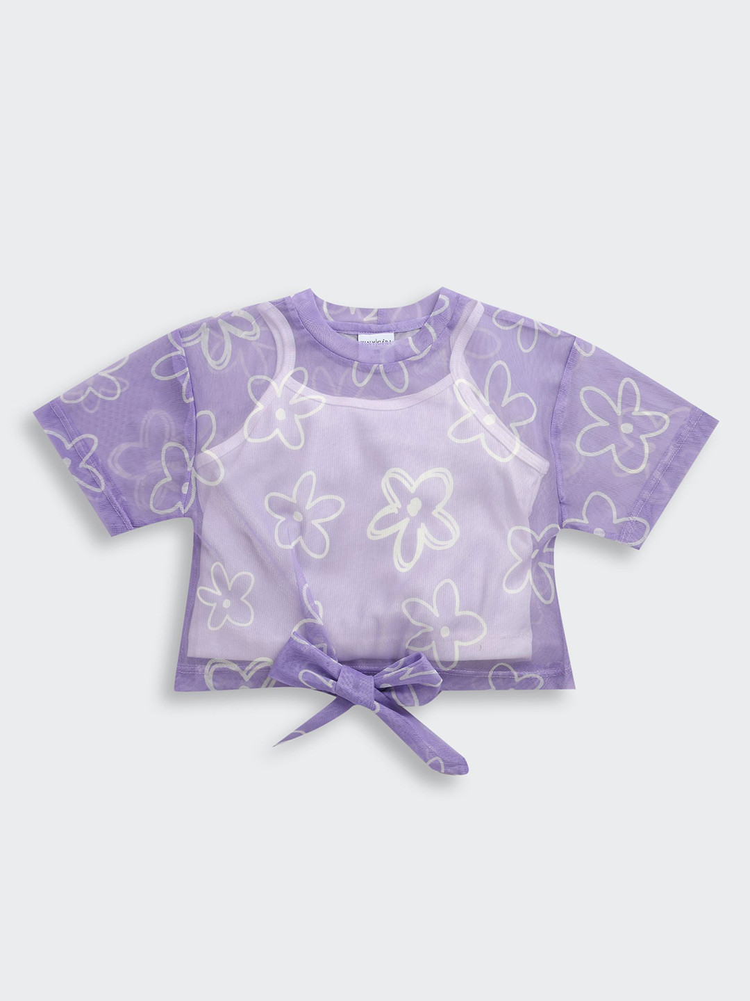Tiny Girl Floral Printed Cotton Boxy Crop Top