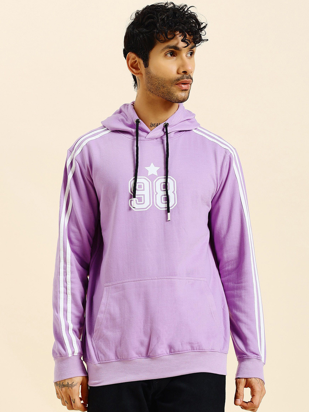 Dogman Men Printed Hooded Kangaroo Pocket Sweatshirt