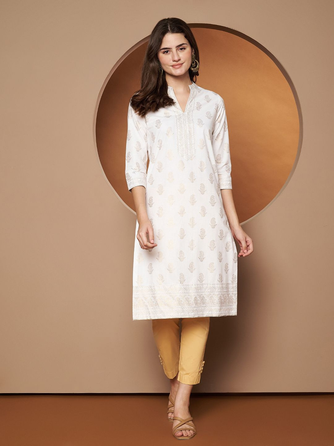 Poshak Hub Women Paisley Printed Daily Cotton A-Line Kurta