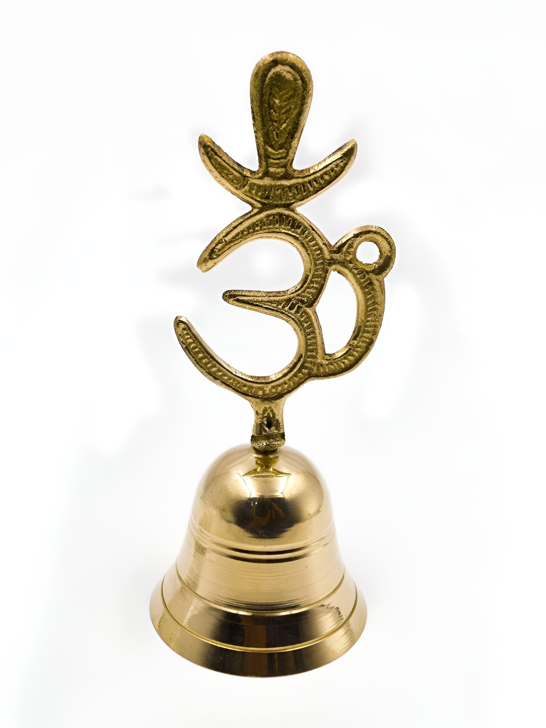 CraftVatika Gold Toned Om Designed Metal Hand Pooja Bells