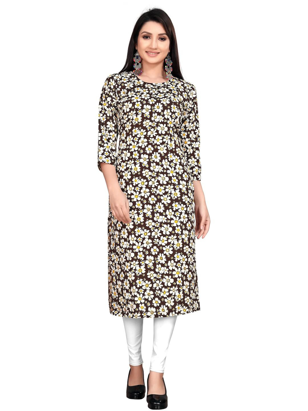 MANTRA DESIGNER Women  Coffee Brown Crepe Kurtas