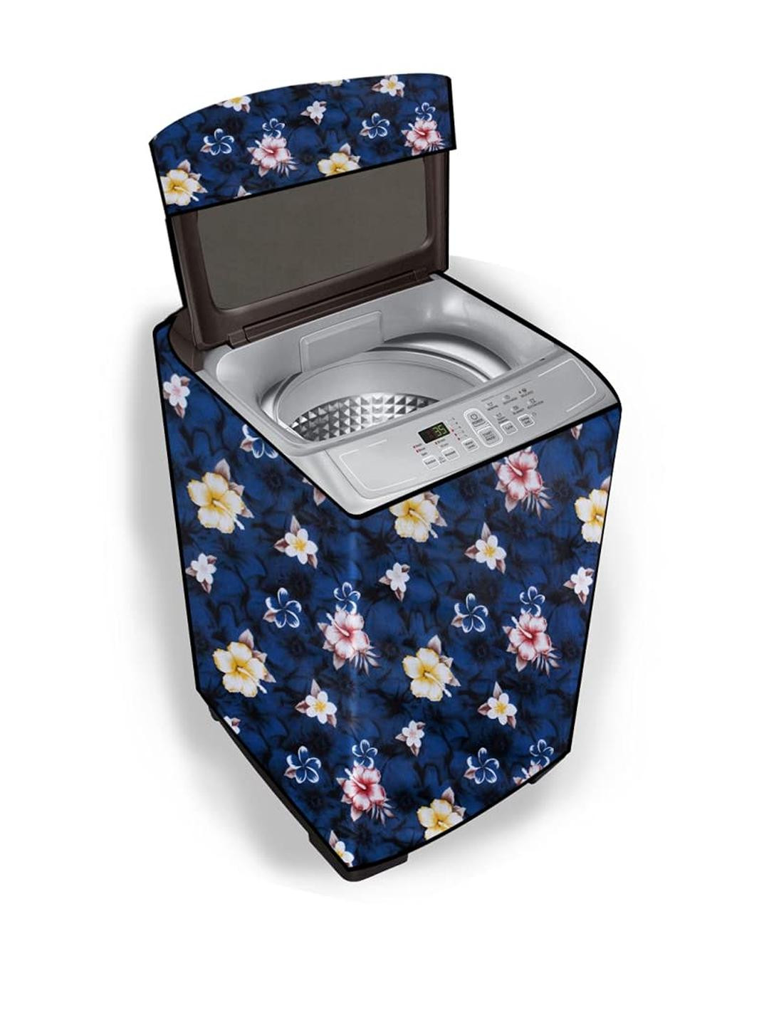 The Furnishing Tree Washing Machine Cover Floral Pattern Blue Compatible for Whirlpool 7.2 Kg Fully