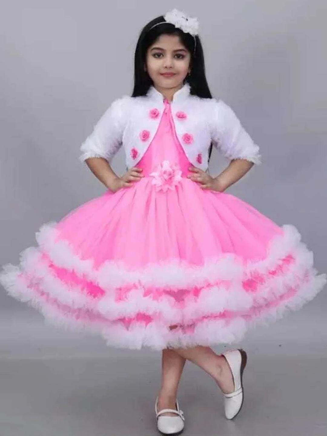 Sms Dressses Pink Fit and Flare Net Dress